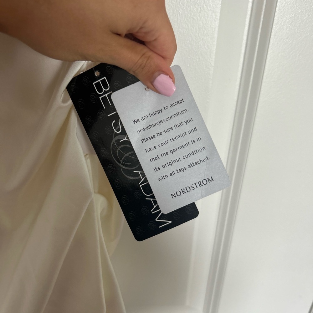 NWT Nordstrom Betsy & Adam Cream Satin Midi Dress Wedding Bridal Size 10 - Picture 2 of 4